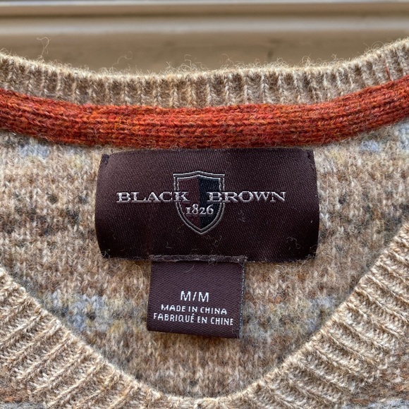 Black & Brown V-neck Wool Sweater - Picture 2 of 2
